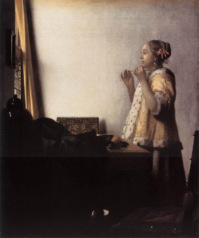 Jan Vermeer Woman with a Pearl Necklace Germany oil painting art